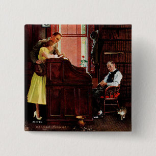 Vergunning voor huwelijk door Norman Rockwell Vierkante Button 5,1 Cm