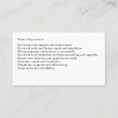 Vergunninghoudende elektricieserdiensten  visitekaartje (Achterkant)