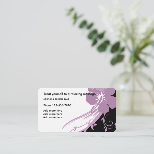 Vergunninghoudende massagetherapeut visitekaartje (Staand voorkant)