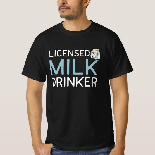 Vergunninghoudende melkdrinker, ontbijtmelkdoos t-shirt (Voorkant)