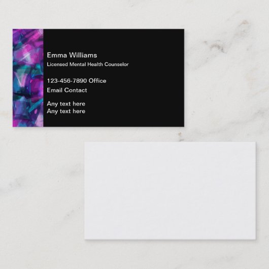 Vergunninghoudende raadsman voor geestelijke gezon visitekaartje (Voorkant / Achterkant)