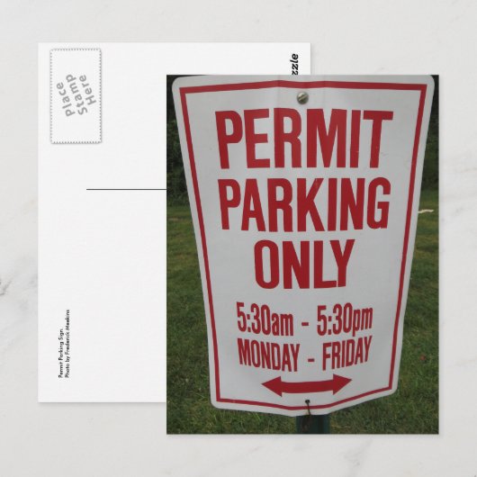 Vergunningsparkeerteken. Briefkaart (Voorkant / Achterkant)