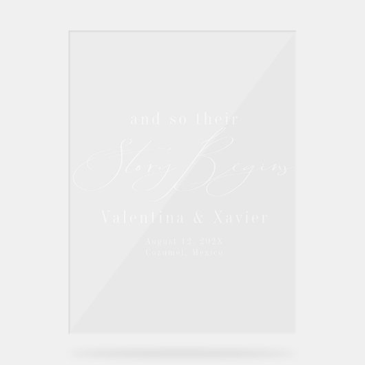 Verhaal begint Elegant Bruiloft Welkom Acryl Bord (Voorkant)