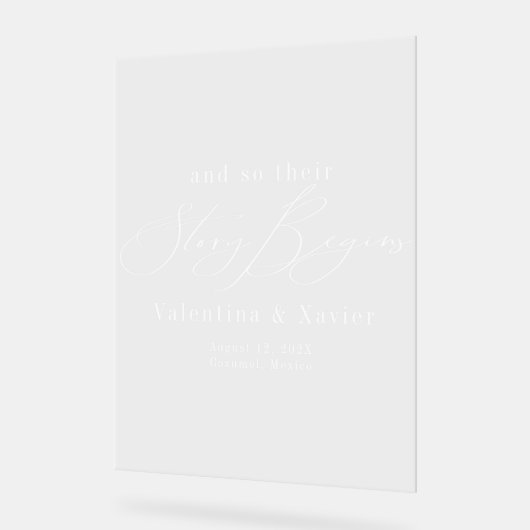 Verhaal begint Elegant Bruiloft Welkom Acryl Bord (Hoek)