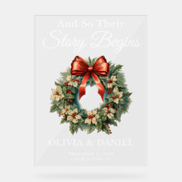 Verhaal Begint Kerstmis Krans Huwelijk Welkom Acryl Bord