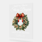 Verhaal Begint Kerstmis Krans Huwelijk Welkom Acryl Bord (Hoek)