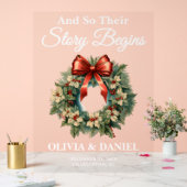 Verhaal Begint Kerstmis Krans Huwelijk Welkom Acryl Bord (Huwelijk)