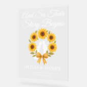 Verhaal Begint Zonnebloem Krans Herfst Huwelijk We Acryl Bord (Hoek)