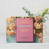  verhaal boek Hoesje Bat Mitzvah Party Kaart (Staand voorkant)