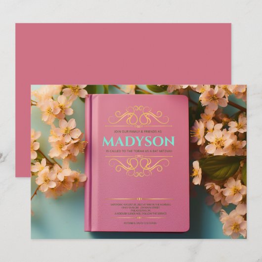  verhaal boek Hoesje Bat Mitzvah Party Kaart (Voorkant / Achterkant)