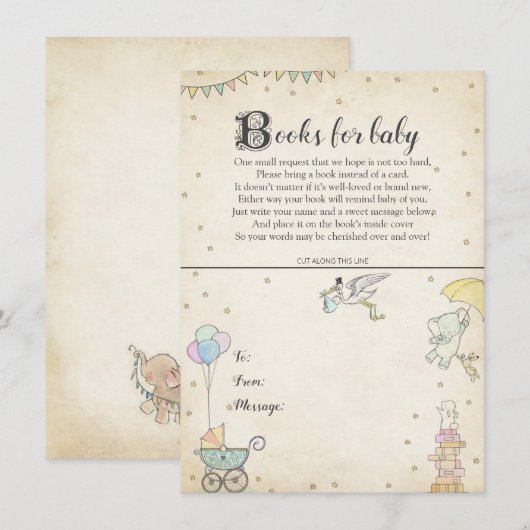 Verhaal boekje Baby shower Bord Kaart (Voorkant / Achterkant)