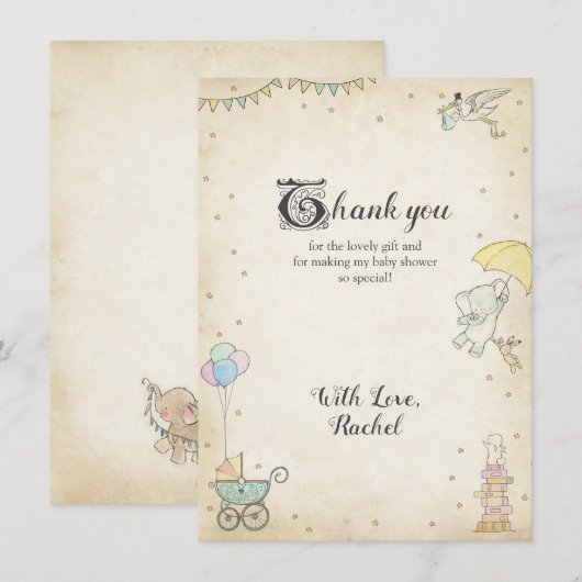 Verhaal boekje Baby shower Hartelijk dank Kaart (Voorkant / Achterkant)