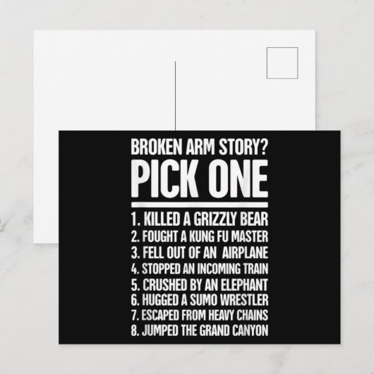 Verhaal - Grappig Voor Een Gebroken Arm Briefkaart (Voorkant / Achterkant)