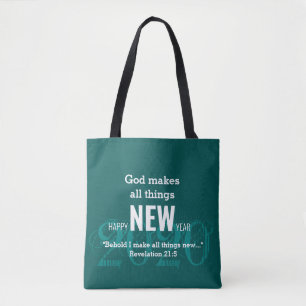VERHAAL NIEUW JAAR 2020 Gepersonaliseerd BLAUWGROE Tote Bag