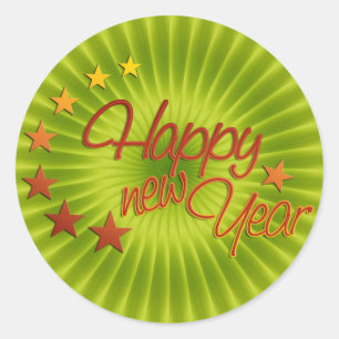 VERHAAL NIEUW JAAR met sterretje + uw achtergrond Ronde Sticker