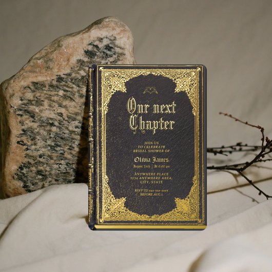 Verhaal sprookjesachtige bibliotheek boek vrijgeze folie uitnodiging