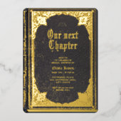 Verhaal sprookjesachtige bibliotheek boek vrijgeze folie uitnodiging (Voorkant)