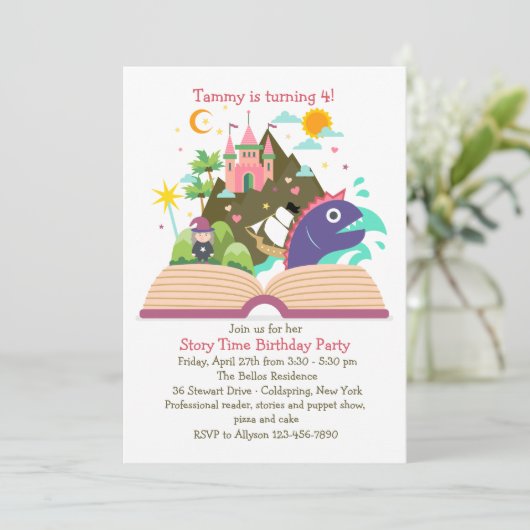 Verhaal-tijduitnodiging Kaart (Staand voorkant)