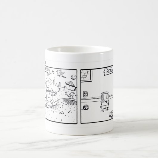 Verhaal van roet-"verbeelding"-komische mok (Center)