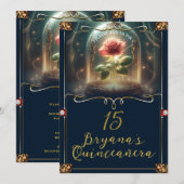 Verhaal zo oud als Time Enchanted Roos Quinceañera Kaart (Voorkant / Achterkant)