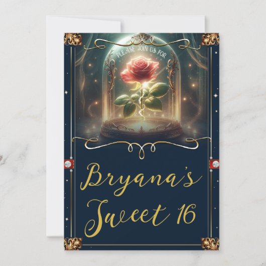 Verhaal zo oud als Time Enchanted Roos Sweet 16 Kaart (Voorkant)