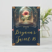 Verhaal zo oud als Time Enchanted Roos Sweet 16 Kaart (Staand voorkant)