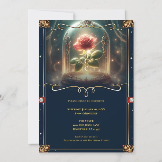 Verhaal zo oud als Time Enchanted Roos Sweet 16 Kaart (Achterkant)