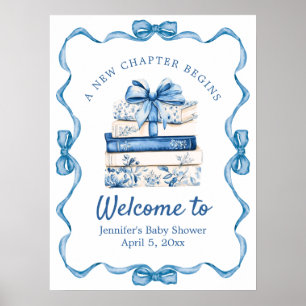 Verhaalboek Baby Shower Blauwe Lint Welkom Poster