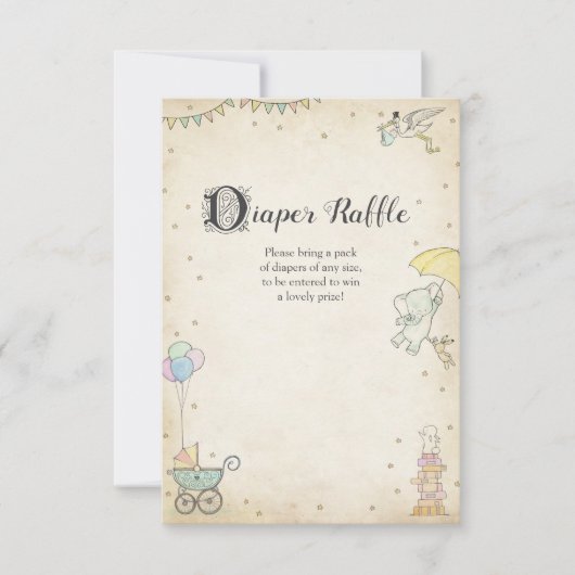 Verhaalboek Baby shower Luier Raffle Kaart (Voorkant)