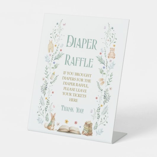 Verhaalboek Baby Shower Luier Raffle  Reclamebord Met Voetstuk (Voorkant)