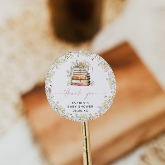 Verhaalboek Baby Shower Ronde Sticker Wilde Bloem