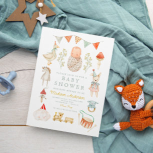 Verhaalboek babyshower met dieren uit de kinderkam kaart
