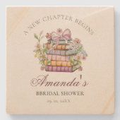 Verhaalboek Bruiloftsfeest 'Een Nieuwe Hoofdstuk' Stenen Onderzetter (Voorkant)