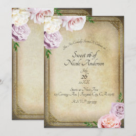 Verhaalboek Elegante Bloemige Sweet 16 Feest Kaart