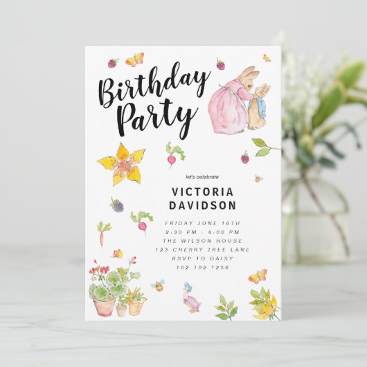 Verhaalboek Roze Peter Konijn Verjaardagsfeest Uit Kaart (Staand voorkant)