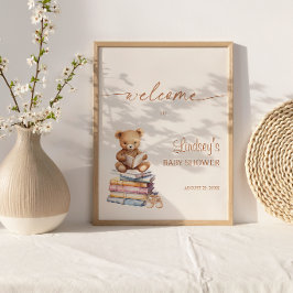 Verhaalboek Teddy Beer Baby Shower Boho Welkom Poster