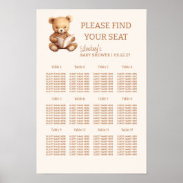 Verhaalboek Teddy Beer Baby Shower Zitplaatskaart Poster