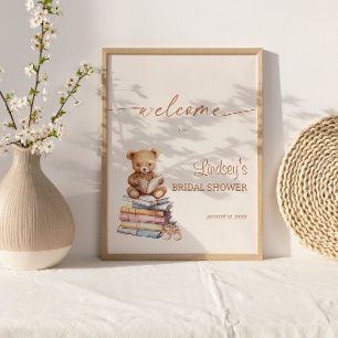 Verhaalboek Teddybeer Baby Shower Boho Welkom Poster