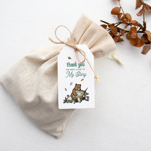 Verhaalboek thema verjaardag dank u cadeaulabel