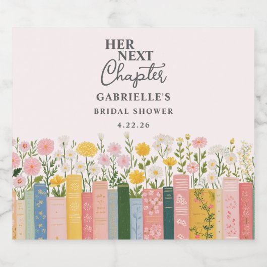 Verhaalboek voor bruidsfeest met bloemmotief  sparkling wijnetiket (Enkel label)