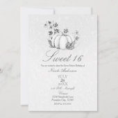 Verhaalboek Zilver Witte Pompoen Sprookje Sweet 16 Kaart (Voorkant)