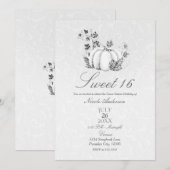 Verhaalboek Zilver Witte Pompoen Sprookje Sweet 16 Kaart (Voorkant / Achterkant)