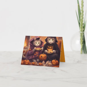 Verhaalkaart voor kittens Halloween-feestnacht Kaart
