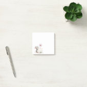 Verhaalmuis die een Roze Wilde Bloem Pakt Post-it® Notes (Kantoor)