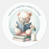 Verhaaltjesboek Baby Shower Ronde Sticker (Voorkant)