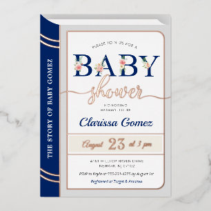Verhaaltjesboek Boekomslag Baby Jongen Shower Koni Folie Uitnodiging