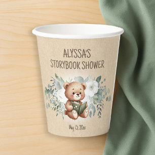 Verhaaltjesboek Teddybeer Groene Baby Shower Papieren Bekers