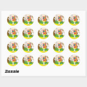 Verhaaluur van het dier ronde sticker (Vel)