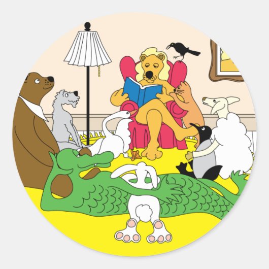 Verhaaluur van het dier ronde sticker (Voorkant)