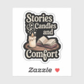 Verhalen, kaarsen en comfort — gezellig lezen sticker (Vel)